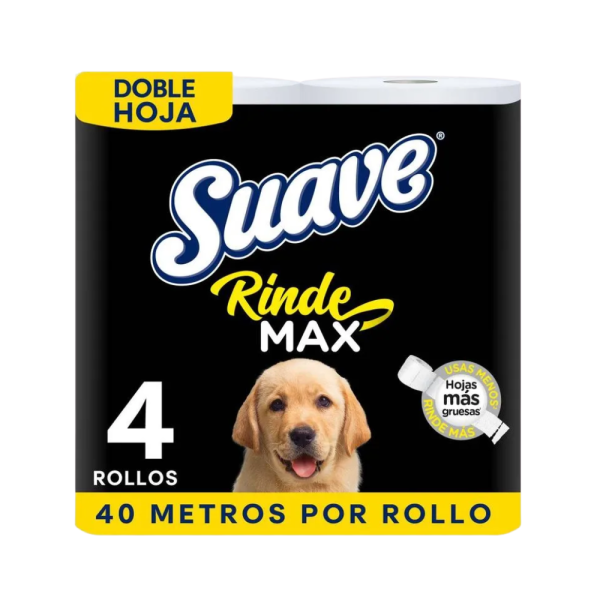SUAVE Papel Higiénico Rindemas x40 metros Doble Hoja Pate x 4 und
